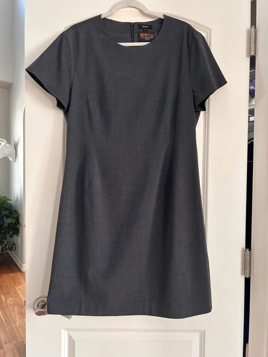 NWOT Quince Italian Wool short Sleeve Dress in Coal Melange. Sz 14. - Picture 2 of 7